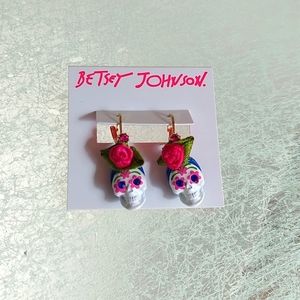 Betsey Johnson Flower Skull Earrings